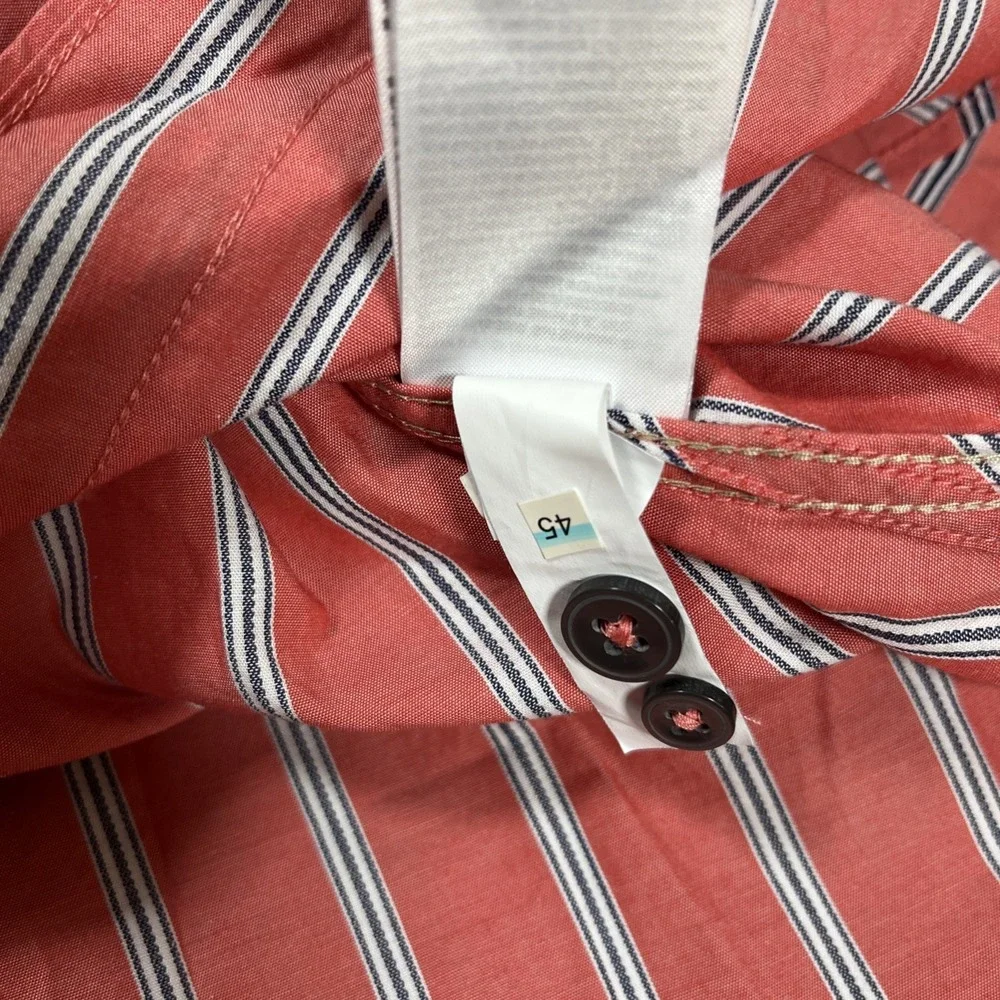 Banana Republic Mens Button Up Shirt Medium Coral Striped Relaxed Fit Casual